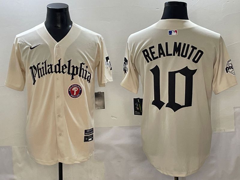 Men 2025 Philadelphia Phillies #10 Realmuto Cream Five generations Joint Name Nike MLB Jersey style 7->philadelphia phillies->MLB Jersey